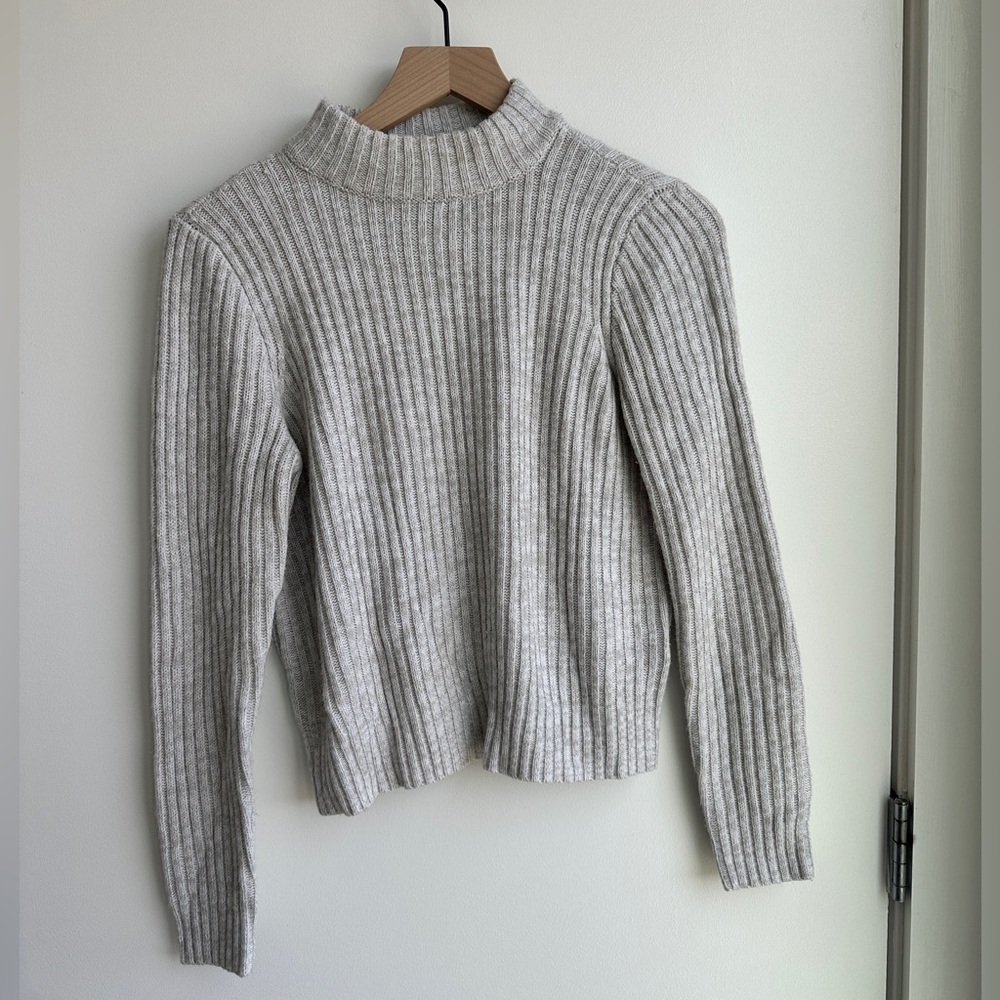 H&M divided grey mock neck sweater